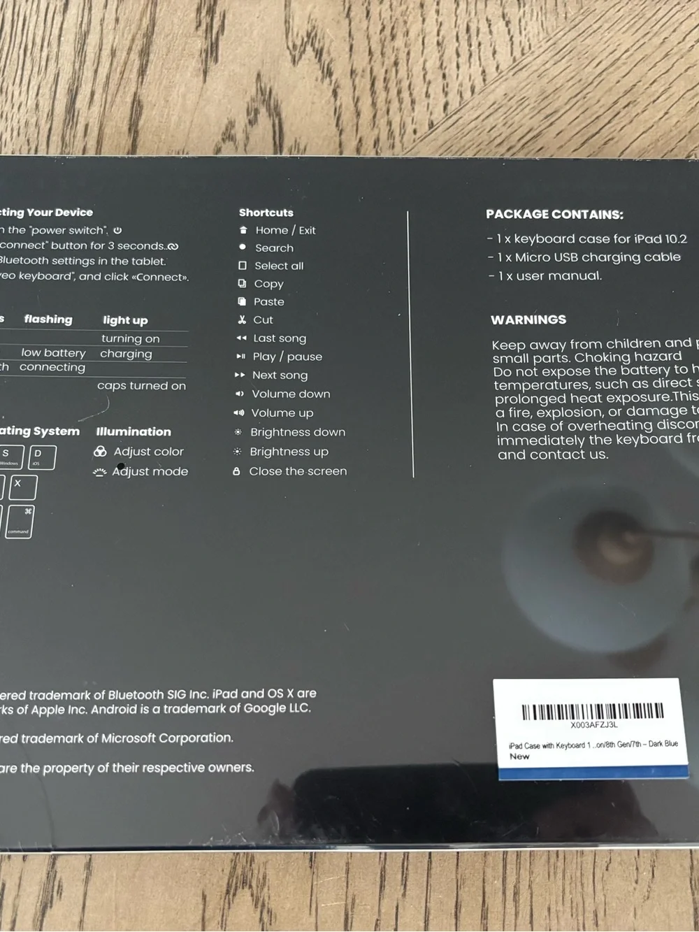 EVEO iPad Keyboard Case 10.2''- Dark Blue-NIB